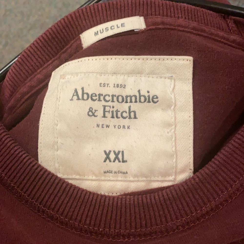 Burgundy Abercrombie and Fitch long sleeved shirt with front logo - Picture 3 of 3